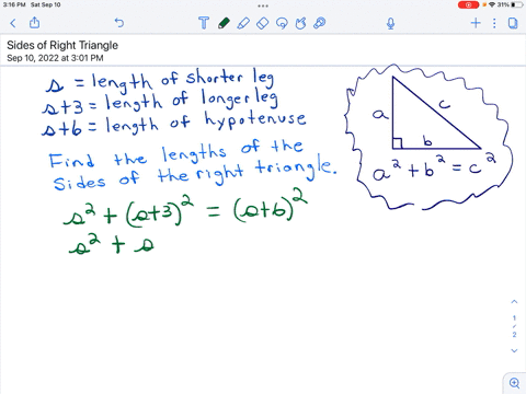 the-longer-leg-of-a-right-triangle-is-3inches-longer-than-the-shorter-leg-the-hypotenuse-is-6inches-longer-than-the-shorter-leg-find-the-side-lengths-of-the-triangle-63494