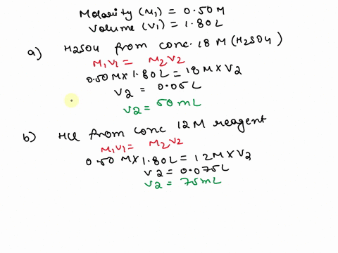 how-would-you-prepare-180-l-of-a-050-m-solution-of-each-of-the-following-h2so4-from-concentrated-18-m-sulfuric-acid-dilute-ml-of-concentrated-h2so4-b-hcl-from-concentrated-12-m-reagent-dilut-32654