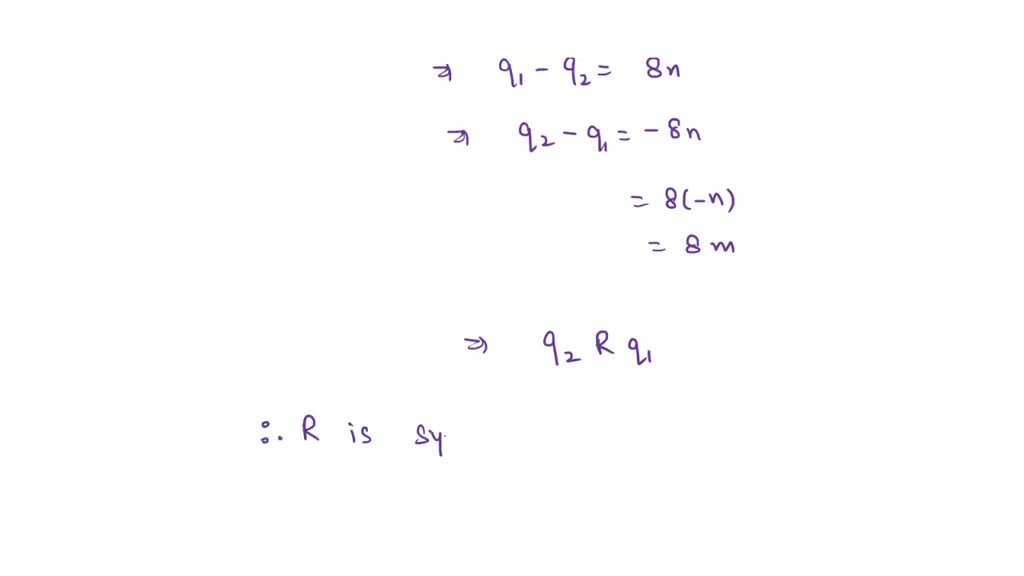 SOLVED On the set Q of all rational numbers, define a relation R by q1Rq2 if and only if q1