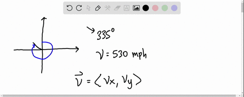 an-airplane-is-flying-on-a-bearing-of-335circ-at-530-mph-find-the-component-form-of-the-velocity-of-55972
