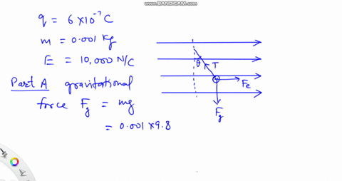 consider-an-electric-field-that-is-constant-in-magnitude-and-direction-and-points-to-the-right-as-in-the-picture-to-the-right-a-pith-ball-of-charge-q-6-10-7-c-and-mass-m-0001-kg-is-hung-from-40685