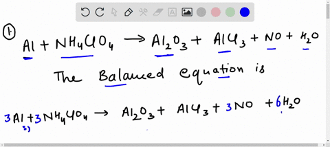1-elemental-aluminum-just-write-its-symbol-reacts-with-ammonium-perchlorate-to-produce-aluminum-oxide-aluminum-chloride-nitrogen-monoxide-and-waterwrite-the-balanced-chemical-equation-for-th-60725