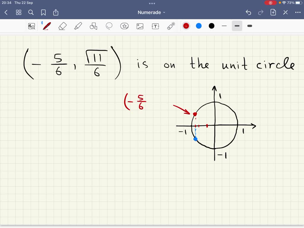 SOLVED The point is on the unit circle. Complete parts (a) through (c