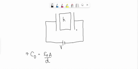 an-air-filled-parallel-plate-capacitor-is-connected-to-battery-and-allowed-to-charge-up-now-slab-of-dielectric-material-is-placed-between-the-plates-of-the-capacitor-while-the-capacitor-is-s-48452