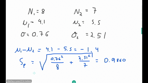 construct-a-95-confidence-interval-for-1-2-two-samples-are-randomly-selected-from-normal-populations-the-sample-statistics-are-given-below-n-1-8-n-2-7-1-41-2-55-s-1-076-s-2-251-answers-a-113-24005