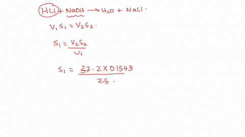 a-student-determines-that-372ml-of-01543-m-naoh-is-required-to-titrate-250ml-hcl-what-is-the-concentration-of-the-acid-the-student-consistently-titrates-to-a-dark-pink-endpoint-will-the-repo-93846
