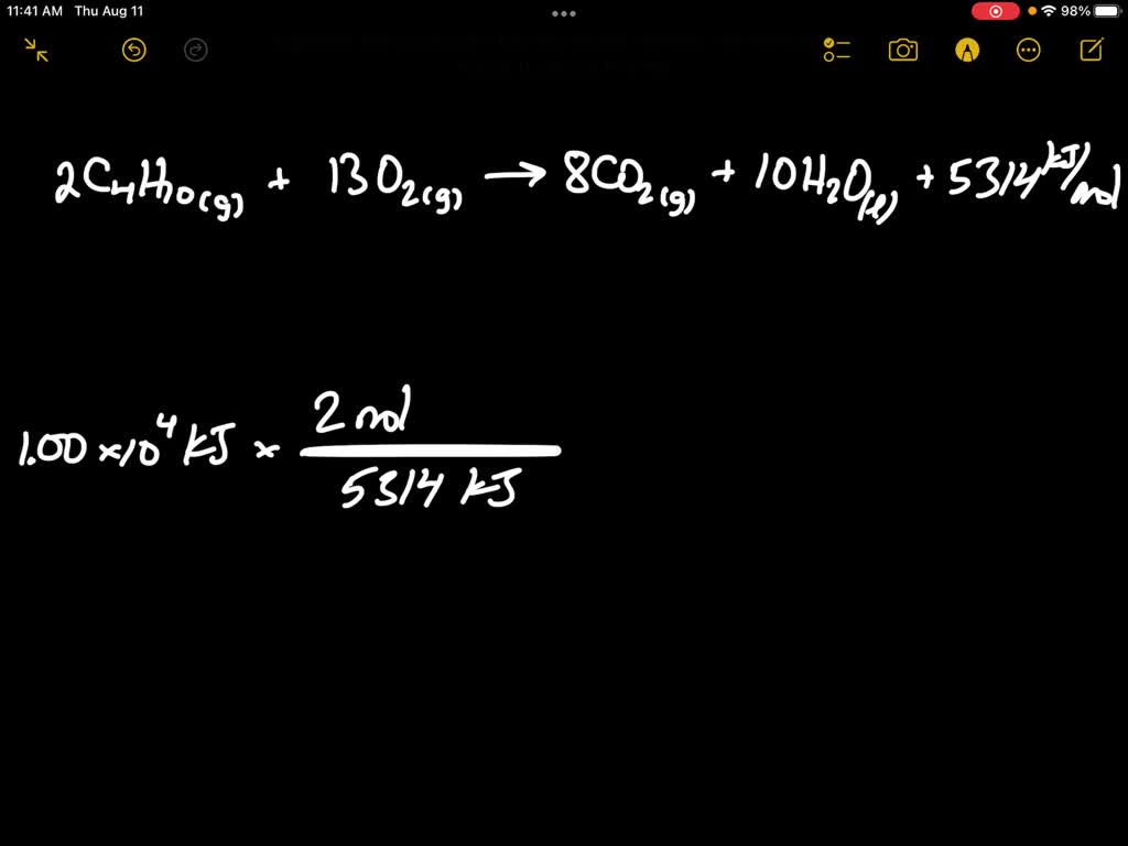 SOLVED The combustion of butane produces heat according to the