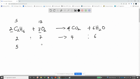 ethane-c2h6-reacts-with-oxygen-according-to-the-following-chemical-equation2-c2h6-7-o24-co2-6-h2oa-if-you-mix-5-moles-of-c2h6with-13-moles-of-o2-how-many-moles-of-each-substance-will-you-end-64585