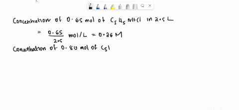 calculate-the-ph-of-a-buffer-made-from-065mol-of-c5h5nhcl-and-020mol-moles-of-c5h5n-kb1710-9-in-a-25l-solution-87168