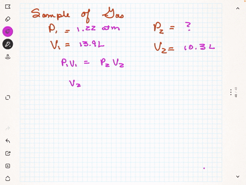 32-a-sample-of-gas-has-an-initial-volume-of-139-l-at-a-pressure-of-122-atm-if-the-sample-is-compressed-to-a-volume-of-103-l-what-is-its-pressure