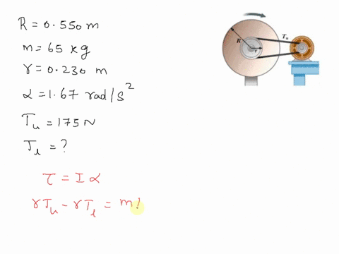 the-figure-below-shows-at-left-a-solid-wheel-of-radius-r-0550-m-and-mass-650-kg-mounted-directly-to-it-and-coaxial-with-it-is-a-pulley-with-a-much-smaller-mass-and-a-radius-of-r-0230-m-the-w-96389