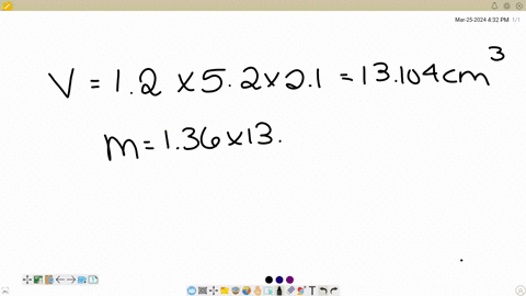the-density-of-a-solid-is-136-gml-what-is-the-mass-of-this-substance-having-a-length-of-120-cm-width-of-520-cm-and-a-height-of-210-cm