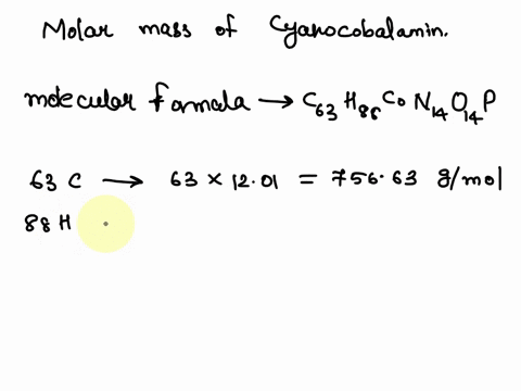 cyanocobalamin-is-the-form-used-in-vitamin-b12-supplements-calculate-the-molar-mass-of-the-cyanocobalamin-assuming-that-there-is-one-atom-of-cobalt-in-every-molecule-of-cyanocobalamin-92465