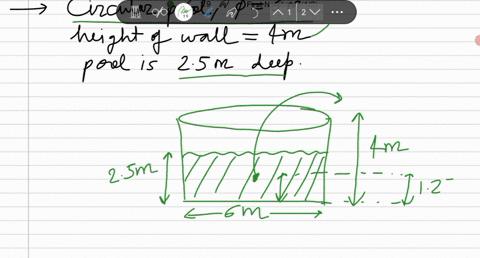 point-a-circular-swimming-pool-has-a-diameter-of-6-meters-the-sides-are-4-meters-high-and-the-depth-of-the-water-is-25-meters-how-much-work-is-required-to-pump-all-of-the-water-over-the-side-71708