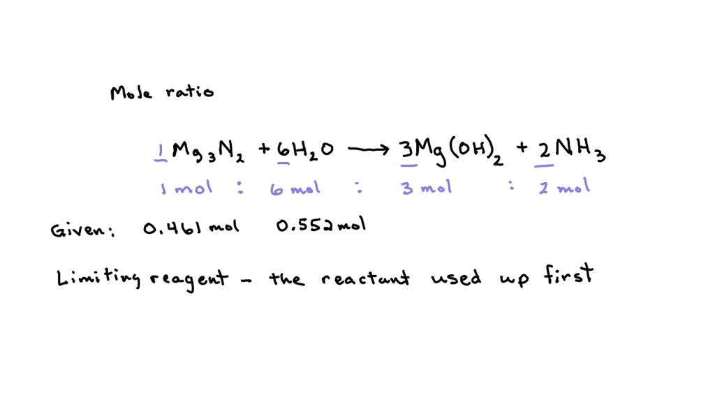 SOLVED For the following reaction, 0.579 moles of magnesium nitride