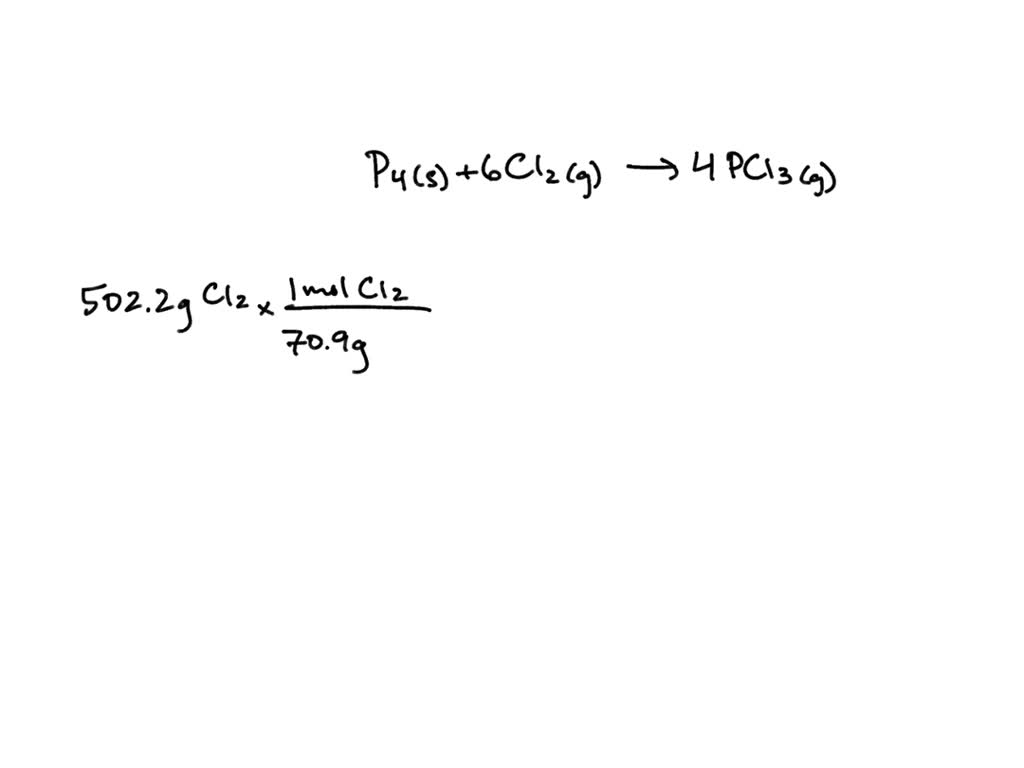 SOLVED Consider the reaction of solid Pâ‚„ and chlorine gas to form