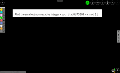 find-the-smallest-nonnegative-integer-x-such-that-8675309-x-mod-11-04288