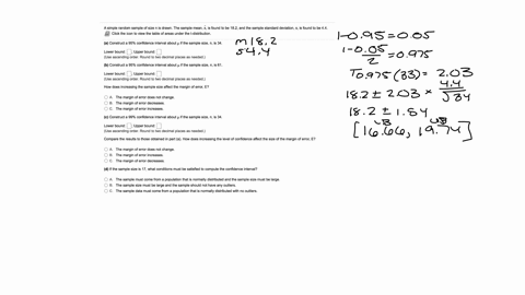 a-simple-random-sample-of-size-n-is-drawn-the-sample-mean-x-is-found-to-be-182and-the-sample-standard-deviation-s-is-found-to-be-44-click-the-icon-to-view-the-table-of-areas-under-the-t-dist-98719