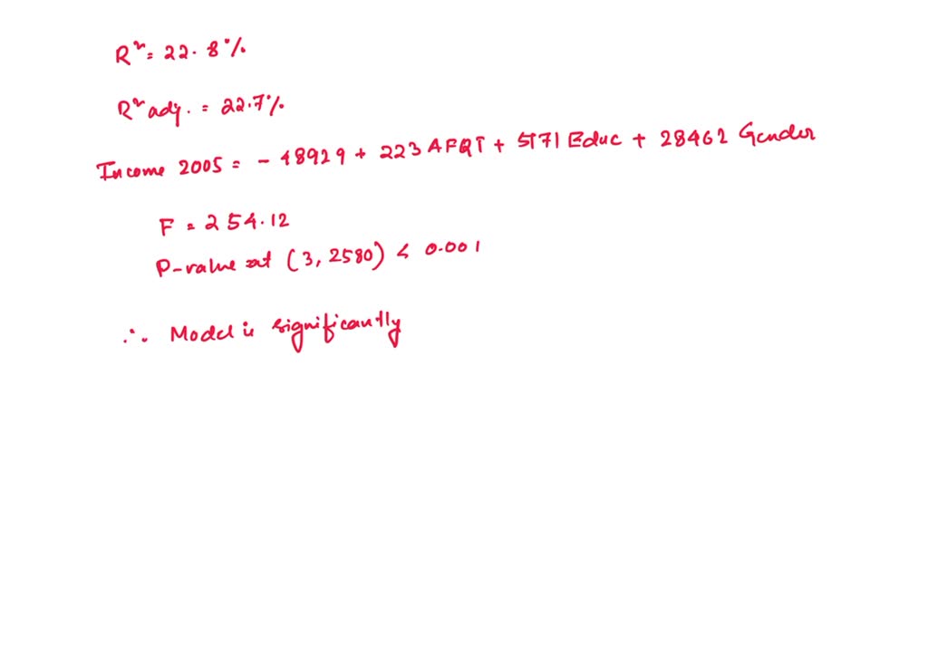 Text Comparing Male and Female After Accounting for Education