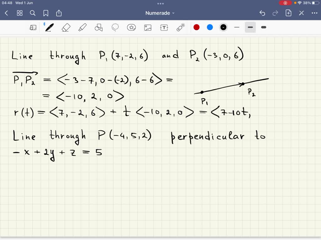 SOLVED: a) Write the parametric equations for the straight line that ...