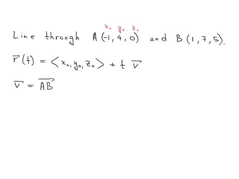 give-a-parametric-equation-of-the-line-which-passes-through-a-1-4-0-and-b1-7-5-use-t-as-the-parameter-for-all-of-your-answers-xt-yt-zt