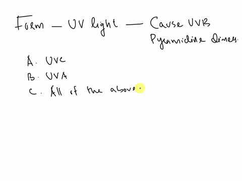 which-form-of-uv-light-is-most-ilkely-to-cause-0-uvb-pyrimidine-dimers-uvc-uva-all-of-the-answer-choices-none-of-the-answer-choices-14983