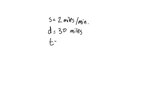 suppose-a-car-travels-at-a-constant-speed-of-2-miles-a-minute-if-the-car-has-travelled-30-miles-how-long-has-it-been-traveling-include-units