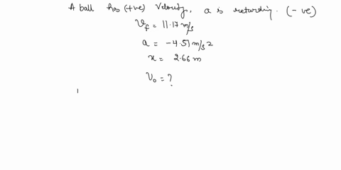 a-ball-rolls-across-the-floor-slowing-down-with-constant-acceleration-of-magnitude-the-ball-has-positive-velocity-v-after-rolling-a-distance-x-across-the-floor-calculate-the-balls-initial-sp-68432