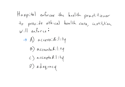 hospital-enforces-the-health-practitioner-to-provide-ethical-health-care-institution-will-enforce-a-accessibility-b-accountability-c-acceptability-d-adequacy