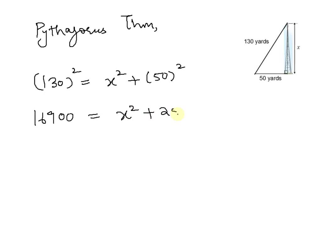 SOLVED A radio tower is supported by two wires that are each 130 yards