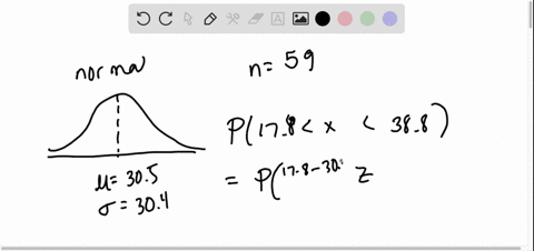 a-population-of-values-has-a-normal-distribution-with-305-and-304-you-intend-to-draw-a-random-sample-of-size-n-59-find-the-probability-that-a-single-randomly-selected-value-is-between-178-and-388-p178