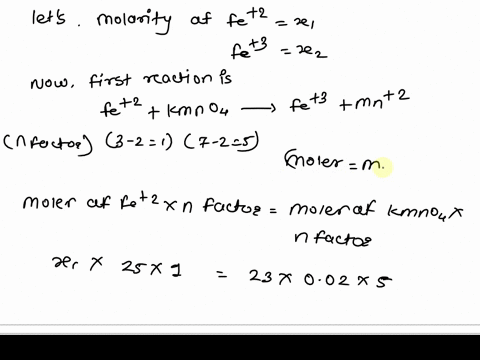 a-quantity-of-250-ml-of-a-solution-containing-both-fe2-and-fe3-ions-is-titrated-with-230-ml-of-00200-m-kmno4-in-dilute-sulfuric-acid-as-a-result-all-of-the-fe2-ions-are-oxidized-to-fe3-ions-07293