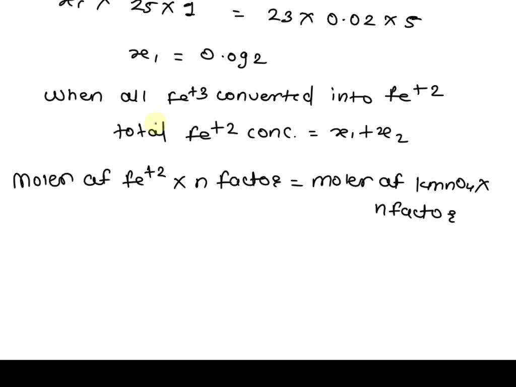 SOLVED A quantity of 25.0 mL of a solution containing both Fe2+ and Fe3+ ions is titrated with