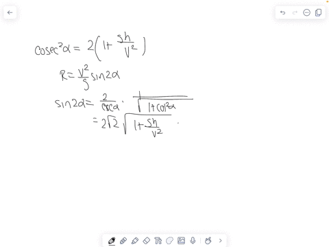 1-a-gun-is-mounted-on-a-hill-of-height-h-above-a-level-plain-assuming-that-the-path-of-the-projectile-is-a-parabola-find-the-angle-of-elevation-alpha-for-greatest-horizontal-range-and-given-muzzle-spe