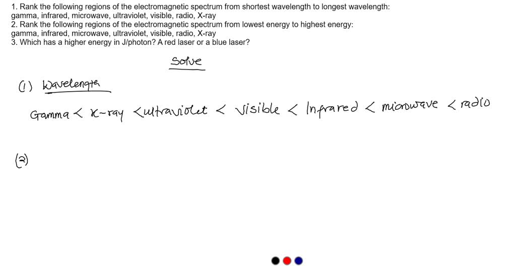 SOLVED: Identify the region with the longest wavelength Ultraviolet ...