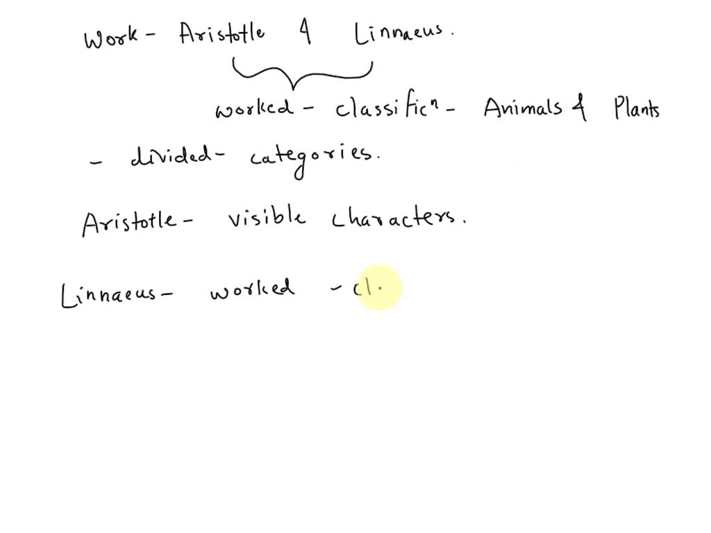 SOLVED: Which statement describes the work of Aristotle and Linnaeus? A.) Aristotle's  classification system had many levels, while Linnaeus's classification  system only had two levels. B.) Aristotle's and Linnaeus's classification  systems both