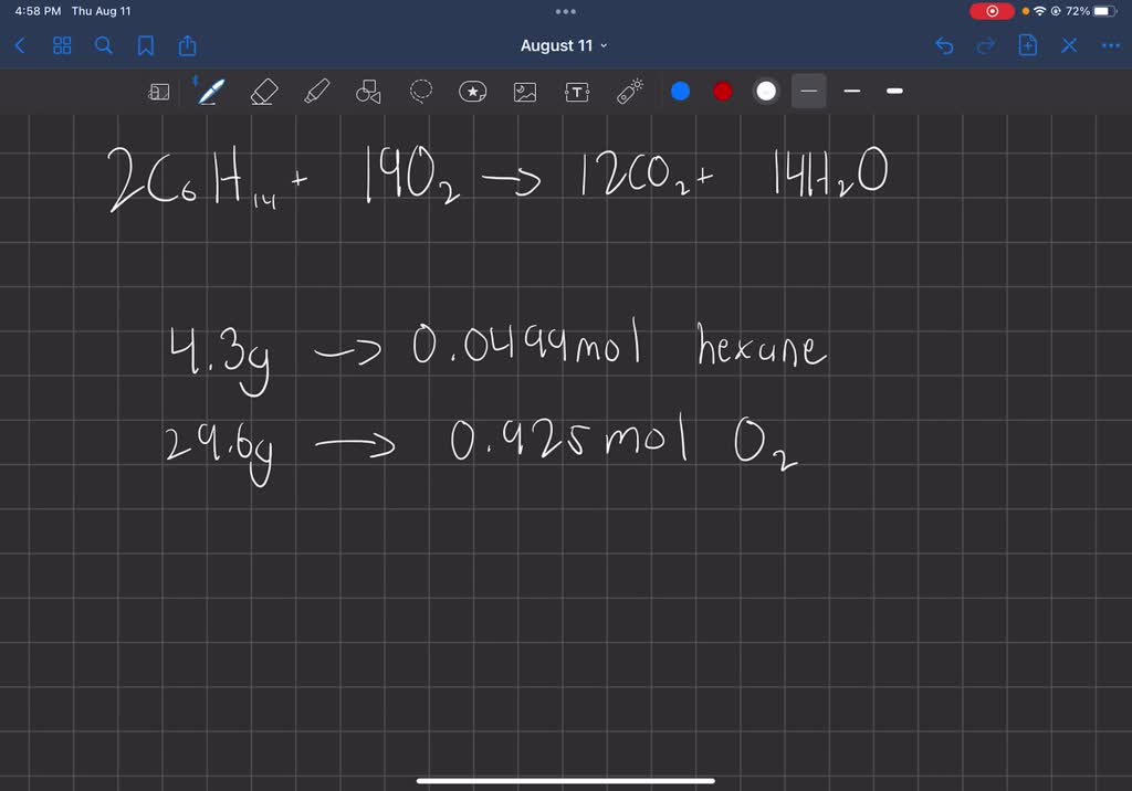 solved-liquid-hexane-ch3ch24ch3-will-react-with-gaseous-oxygen-o2-to