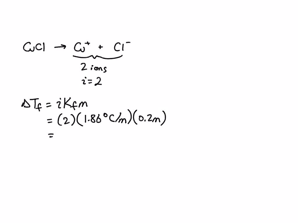 SOLVED Calculate the freezing point = of a 0.2 m copper (I) chloride