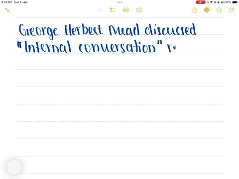 in-his-conceptualization-of-society-and-the-individual-george-herbert-mead-discussed-which-of-the-following-related-to-the-i-and-me-self-destruction-internal-conversation-self-indication-social-progre