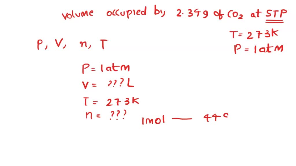 SOLVED calculate the volume occupied by 88 gm of CO2 at STP?
