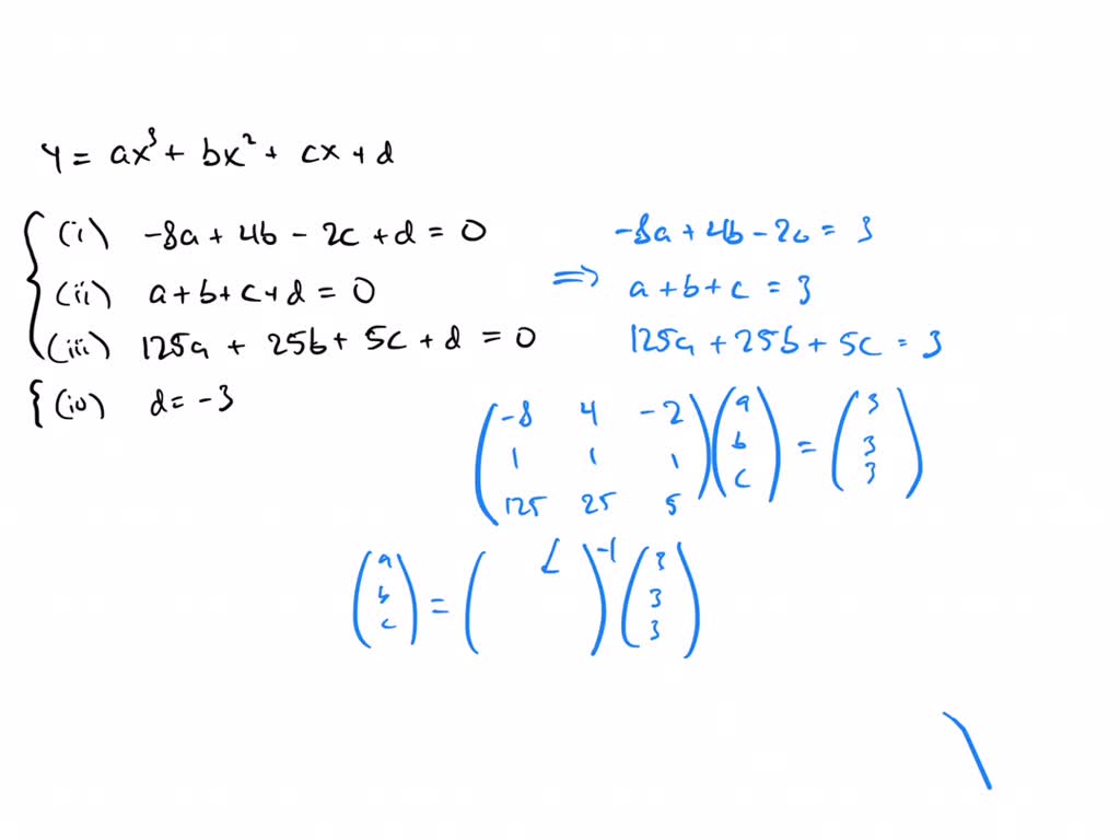 SOLVED: find a degree 3 polynomial with zeros -2,1, and 5 and going through  the point (0,-3)
