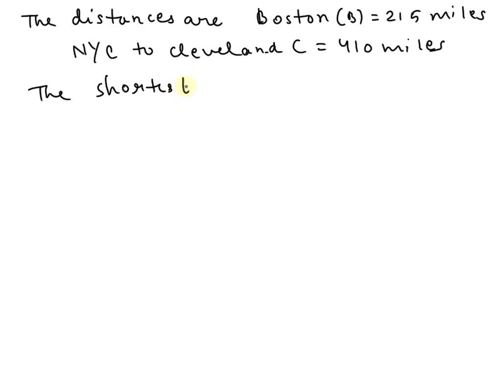 SOLVED 42. A saleswoman wants to visit eastern cities New York City