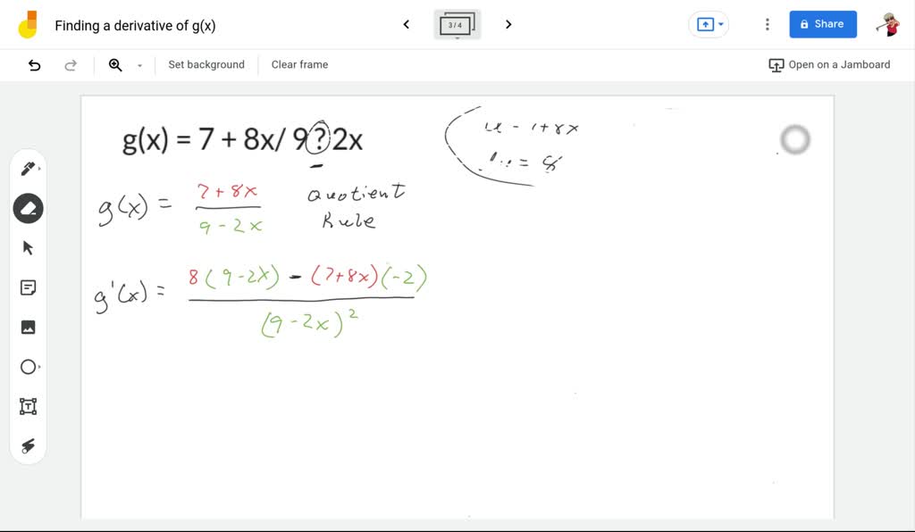 SOLVED: Suppose that f(5) = 1, f?'(5) = 4, g(5) = ?3, and g'(5) = 8 ...