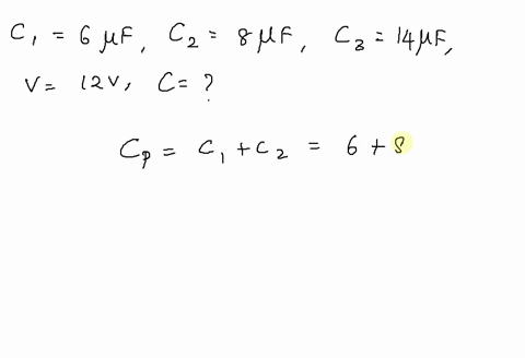 two-capacitors-of-60-uf-and-80-uf-are-connected-in-parallel-the-combination-is-then-connected-in-series-with-a-12-v-battery-and-a-14-uf-capacitor-the-equivalent-capacitance-of-this-circuit-w-38766