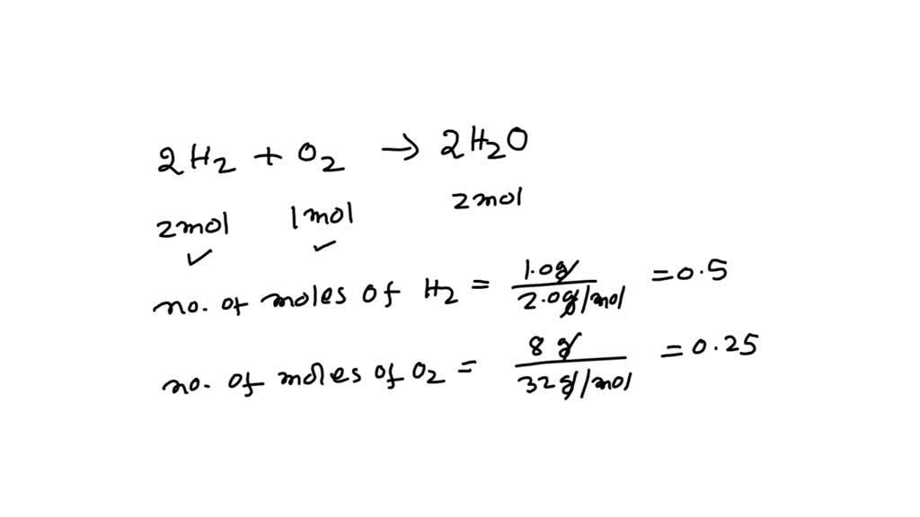 SOLVED: How many grams of water will be formed if 1.00 g hydrogen gas ...