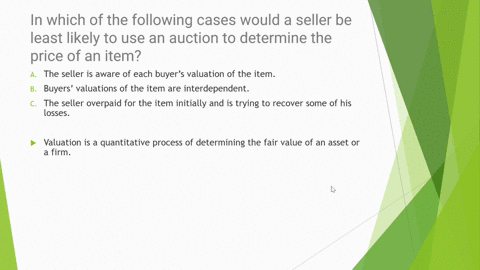 in-which-of-the-following-cases-would-a-seller-be-least-likely-to-use-an-auction-to-determine-the-price-of-an-item-a-the-seller-is-aware-of-each-buyeras-valuation-of-the-item-b-buyersa-valua-24364