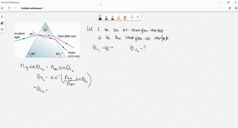 a-narrow-beam-of-white-light-enters-a-prism-made-of-crown-glass-at-a-450circ-incident-angle-as-shown-57424