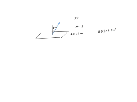 a-5-turn-square-loop-0150-m-along-a-side-resistance-200-is-placed-in-a-magnetic-field-that-makes-an-angle-of-30-with-the-normal-to-the-plane-of-the-loop-the-magnitude-of-this-field-varies-wi-99658
