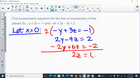 find-a-parametric-equation-for-the-line-of-intersection-of-the-planes-3x-y-3z-1-and-4x-2y-4z-2-97455