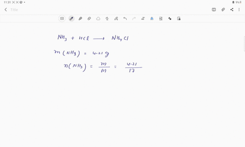 ammonia-rapidly-reacts-with-hydrogen-chloride-making-ammonium-chloride-calculate-tge-number-of-grams-of-excess-reactant-when-421g-of-nh3-reacta-with-476g-of-hcl-63263